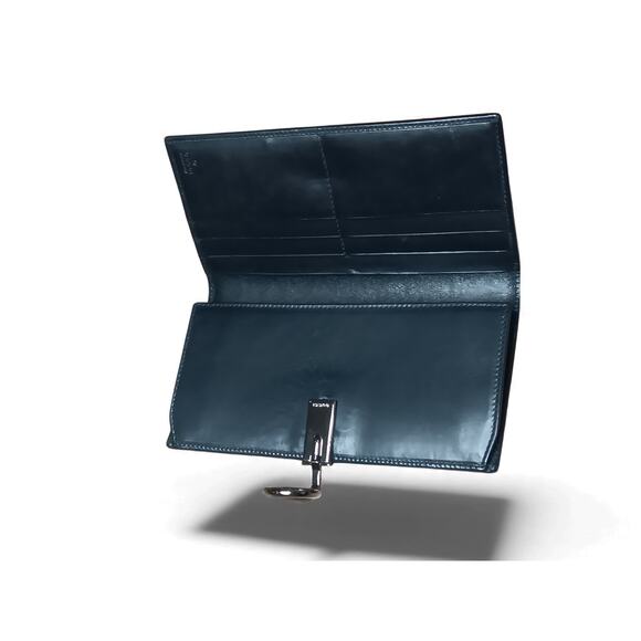 Authentic Gucci GG Canvas Long Wallet Silver Horsebit Leather Black Zip Interior - Picture 12 of 16